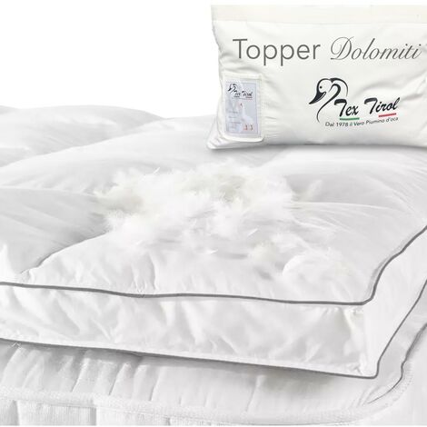 TOPPER per Materasso in PIUMINO Oca TEX TIROL © DOLOMITI 50% Piumino Oca / 50% Piuma Oca Singolo cm. 90x200
