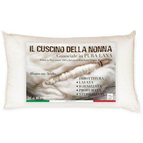 GUANCIALE cuscino della NONNA In Pura Lana Vergine Made in Italy