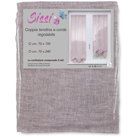 COPPIA TENDINA VETRO MODERNA LARGA 45 O 60 O 80 GIUSY BEIGE COPPIA  2 Teli Cm 45x150 84884489 - 4