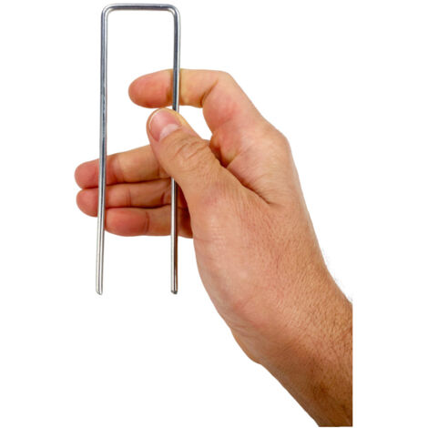 Set Di 50 Picchetti Da Giardino In Acciaio Zincato A Forma Di U Da 150 X 50 Mm E 3 Mm Per Copertura Di Tessuti E Reti Metalliche 97365904