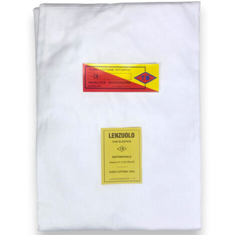 Coprimaterasso TB Poirino in cotone ritorto, adatto a materassi super alti fino a 30 cm - 3 misure Cm. 180x210x30
