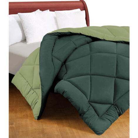 Trapunta matrimoniale CaldoSogno double-face verde 300 gr/mq - Piumone invernale caldo e morbido 250x250 cm
