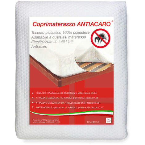 Coprimaterasso Trapuntato In Cotone 100% - Anallergico, Antiacaro, Traspirante, Con Bordo Elastico - Bianco, 140x200 Cm