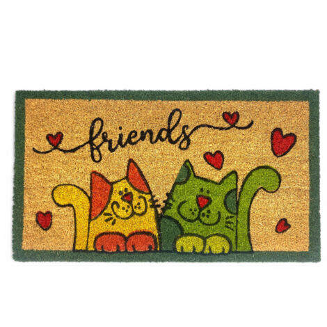 Zerbino Tex Family Con Cane E Gatto In Cesto, Cm 40x60, Antiscivolo In Gomma, Resistente E Facile Da Pulire