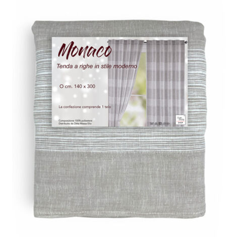 Tenda Monaco Beige - Pannello 140x300 cm Righe Moderne - Fettuccia Universale per Bastoni e Binari