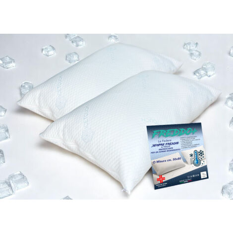 Set 2 Federe Rinfrescanti 50x50 Cm - Microfibra 100% Morbida, Con Chiusura A Busta, Bianco - 2