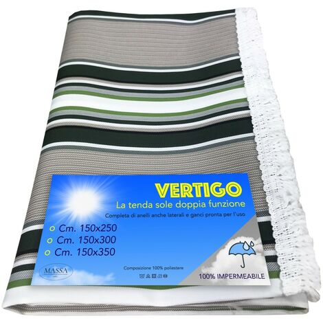 TENDA SOLE VERTIGO da esterno GIARDINO balcone RIGHINO VERDE impermeabile e idrorepellente Cm. 150 x 300