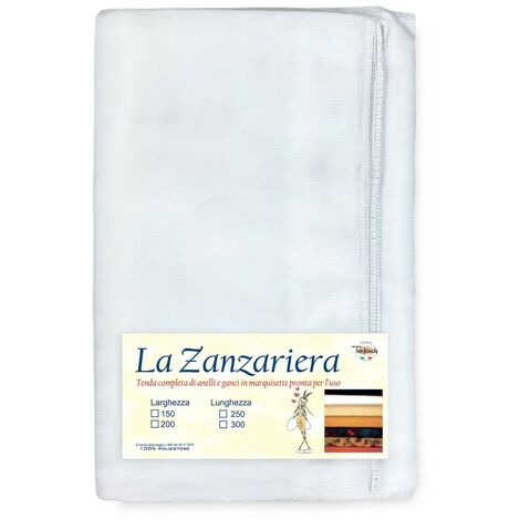 TENDA rete ZANZARIERA MARQUISETTE da esterno piombata in 8 misure diverse unito BIANCO Cm. 200 x 300