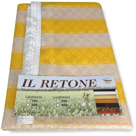 TENDA rete ZANZARIERA da esterno GIARDINO retone riga GIALLO in due misure Cm. 150 x 300 (1/4)