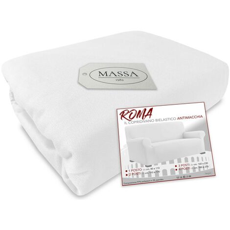 COPRIDIVANO Universale elasticizzato ROMA antimacchia BIANCO 2 POSTI da cm. 110 a 170