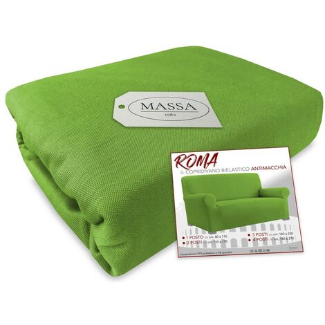 COPRIDIVANO Universale elasticizzato ROMA antimacchia VERDE 3 POSTI da cm. 160 a 230
