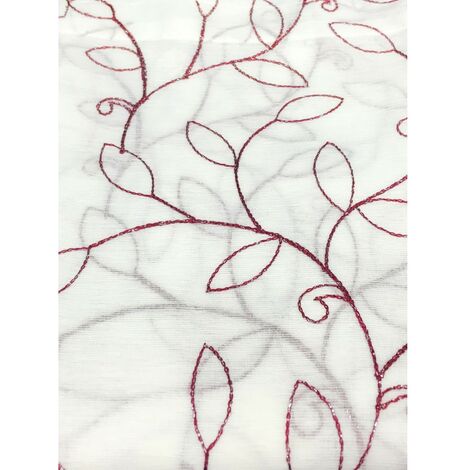 COPPIA TENDINA NOEMI RICAMO MODERNO FOGLIA BORDEAUX COPPIA (2 TELI) CM. 60X150