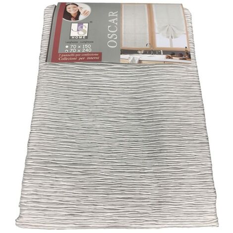 COPPIA TENDINA VETRO MODERNA LARGA 45 o 70 o 90 OSCAR GRIGIO COPPIA (2 TELI) CM. 45x150
