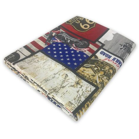 TELO ARREDO COPRITUTTO GRAN FOULARD copriletto COPRIDIVANO tessuto LONETA  AMERICA U.S. ROUTE 66 NEW 1 PIAZZA