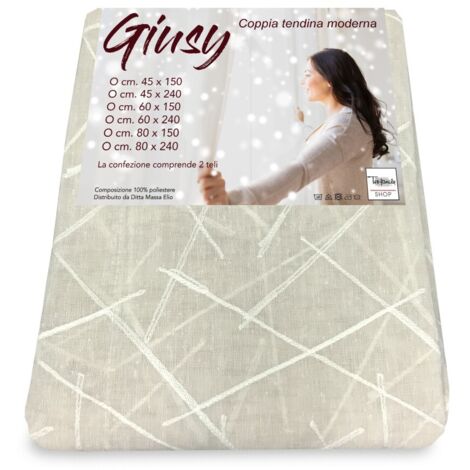 Tendina Giusy Beige - Coppia Tende Vetro Moderne Semitrasparenti Effetto Bouclè in Poliestere COPPIA (2 TELI) CM. 45X240