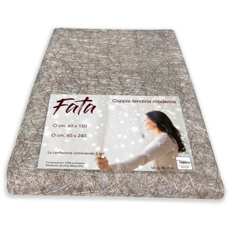 COPPIA TENDINA VETRO FATA MARRONE ORGANZA MILLE FILI COPPIA (2 TELI) CM. 60X240