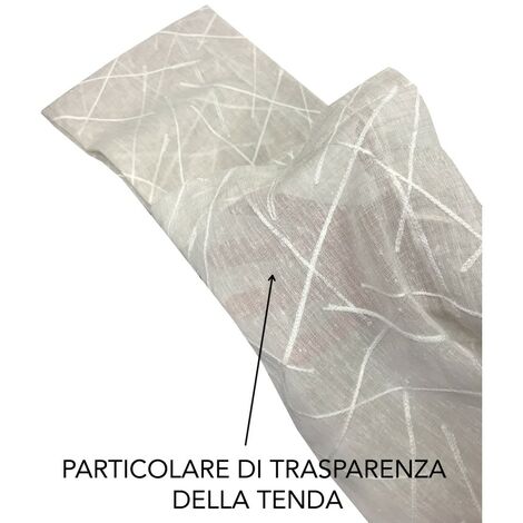 COPPIA TENDINA VETRO MODERNA LARGA 45 o 60 o 80 GIUSY BEIGE COPPIA (2 TELI) CM. 45x150
