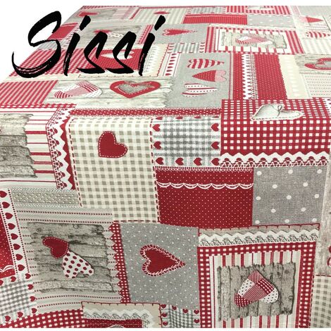TOVAGLIA SISSI in cotone APRICA ROSSO in cotone Cm.140x300 x18 persone