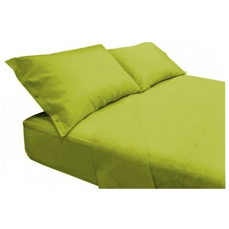 COMPLETO LETTO NATURAL COLOR, OCRA/VERDE BOTTIGLIA, SINGOLO, 100