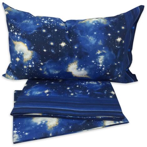 COMPLETO LENZUOLO LENZUOLA GALASSIA LUNA LUNARE 2 PIAZZE