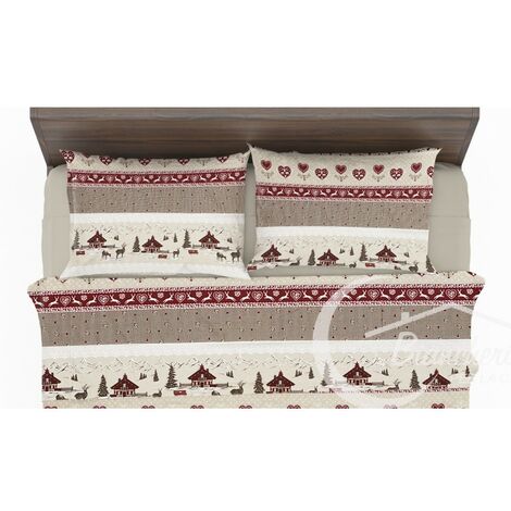COMPLETO lenzuola TIROLESE VALBADIA in puro cotone MADE in ITALY Due Piazze