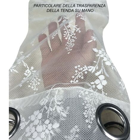 TENDA tendaggio ISABEL panna cm. 140X280 CONFEZIONATA in PIZZO jacquard