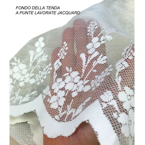 TENDA tendaggio ISABEL panna cm. 140X280 CONFEZIONATA in PIZZO jacquard