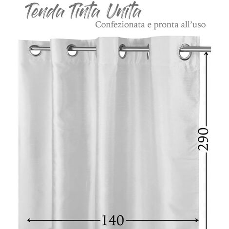 TENDA SHAY in tinta unita BIANCO cm. 140X290 CONFEZIONATA
