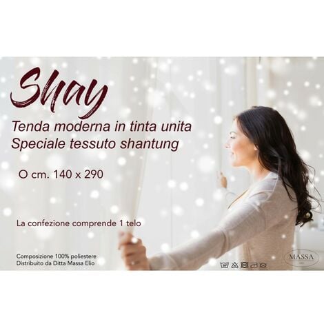 TENDA SHAY in tinta unita BIANCO cm. 140X290 CONFEZIONATA