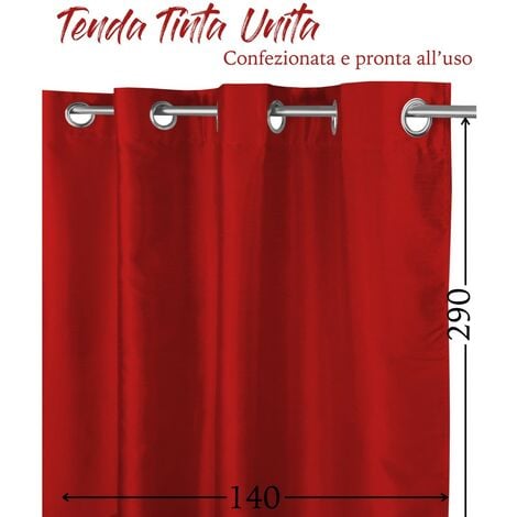 TENDA SHAY in tinta unita ROSSO BORDEAUX cm. 140X290 CONFEZIONATA