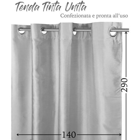 TENDA SHAY in tinta unita GRIGIO PERLA cm. 140X290 CONFEZIONATA