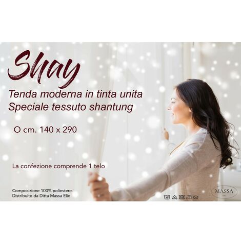 TENDA SHAY in tinta unita GRIGIO PERLA cm. 140X290 CONFEZIONATA
