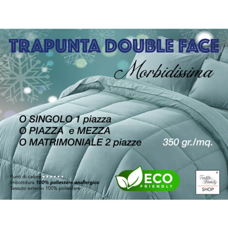 TRAPUNTA GR piumone TINTA UNITA GRIGIO double face INVERNALE 350 GR. CON FEDERA ARREDO Matrimoniale 2 PIAZZE cm. 260x260
