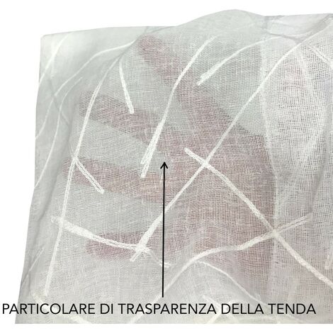 COPPIA TENDINA VETRO MODERNA LARGA 45 o 60 o 80 GIUSY BIANCO COPPIA (2 TELI) CM. 45X240