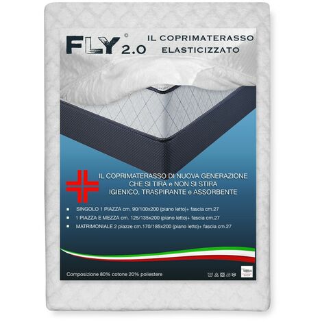 COPRIMATERASSO ELASTICIZZATO FLY 2.0 SPUGNA JACQUARD con angoli 1 PIAZZA E MEZZA