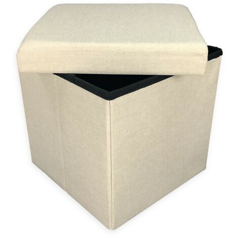 POUF CONTENITORE POGGIAPIEDI TESSUTO TAYLOR BEIGE