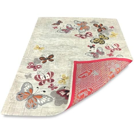 Tappeto Cucina Riciclato Lavelahome - Motivo Farfalle, Antiscivolo, Lavabile, 50x120 Cm, Made In Italy