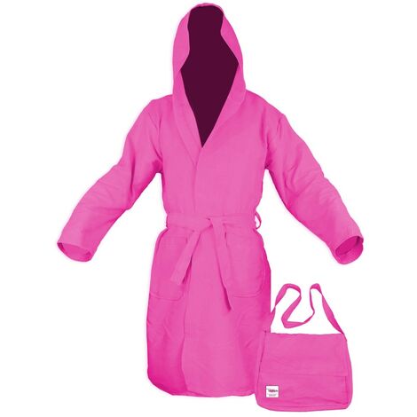 Sensei Accappatoio Da Bambino Uni Rosa | 100% Cotone 450g/m² | Taglia 12-14 Anni Con Cappuccio E Tasche