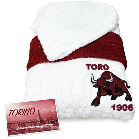 ACCAPPATOIO TORO TORINO BIMBO bambino RAGAZZO IN SPUGNA di puro cotone MADE IN ITALY 10 ANNI