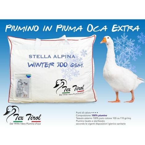 PIUMINO OCA TEX TIROL © DOLOMITI 4 Stagioni 50% PIUMINO OCA / 50% PIUMA OCA  matrimoniale Cm. 250X200