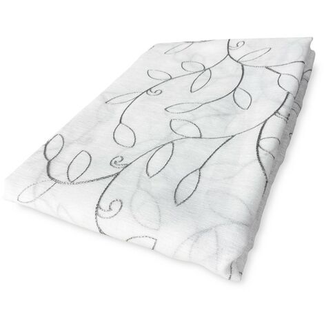 Tende 60x150 Coppia Tende Noemi Ricamo Foglia - 2 Teli 60x240 Cm - Bordeaux - Bouclè Traslucido - Pronta Montaggio Coppia Tende Bouclè