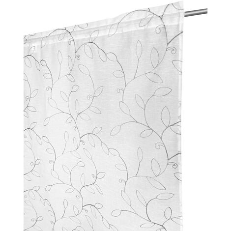 COPPIA tendina NOEMI ricamo MODERNO FOGLIA grigio COPPIA (2 TELI) CM. 60X150