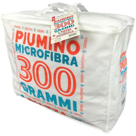 PIUMINO Letto Sintetico BIANCO INVERNALE 300 gr./mq. Caldo e Morbido 1 PIAZZA E MEZZA