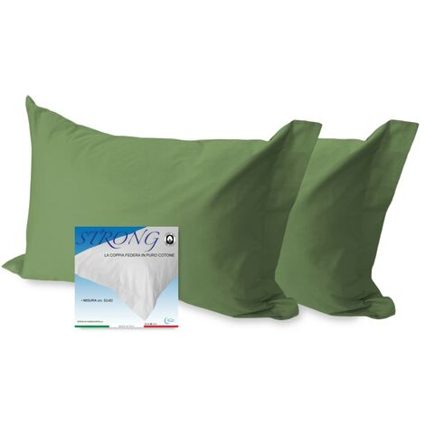 COPPIA federa per GUANCIALE STRONG tinta unita VERDE PRATERIA cm. 52X82