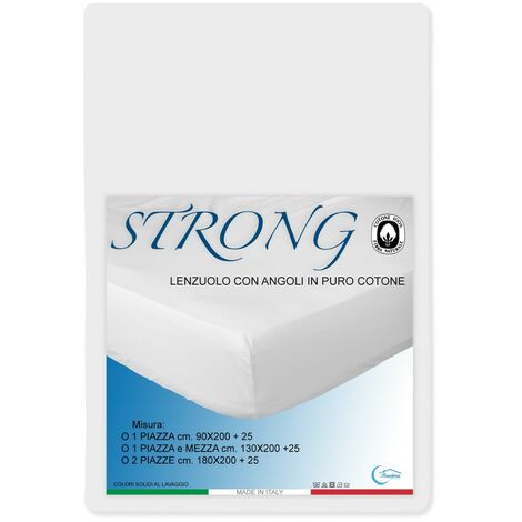 LENZUOLO con ANGOLI STRONG tinta unita BIANCO made in Italy Due Piazze