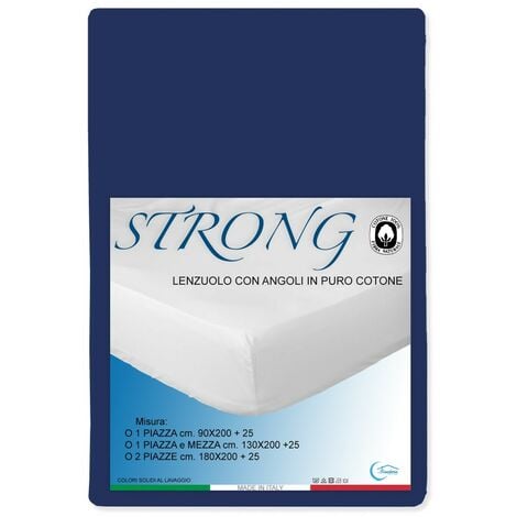 LENZUOLO con ANGOLI STRONG tinta unita BLU SCURO made in Italy Una Piazza