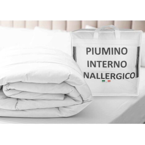 PIUMINO interno SINTETICO ANALLERGICO Bianco INVERNALE 300 gr./mq. 2 PIAZZE