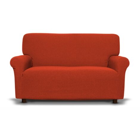 Copridivano New York Arancio Elasticizzato, Antigraffio, per Divani con Braccioli, Telo Divano Universale, Made in Italy Divano 3/4 posti cm. 160-230