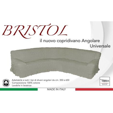 COPRIDIVANO ANGOLARE UNIVERSALE BRISTOL GRIGIO TORTORA UNITO