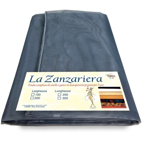 TENDA rete zanzariera MARQUISETTE da esterno piombata in 8 misure diverse unito GRIGIO Cm. 150 x 250